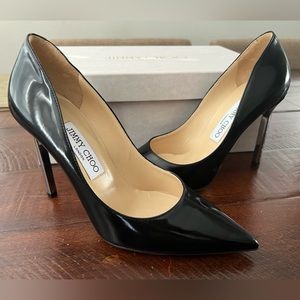 Jimmy Choo - Black Shiny Leather with Silver Metallic Heel - 151Tinker